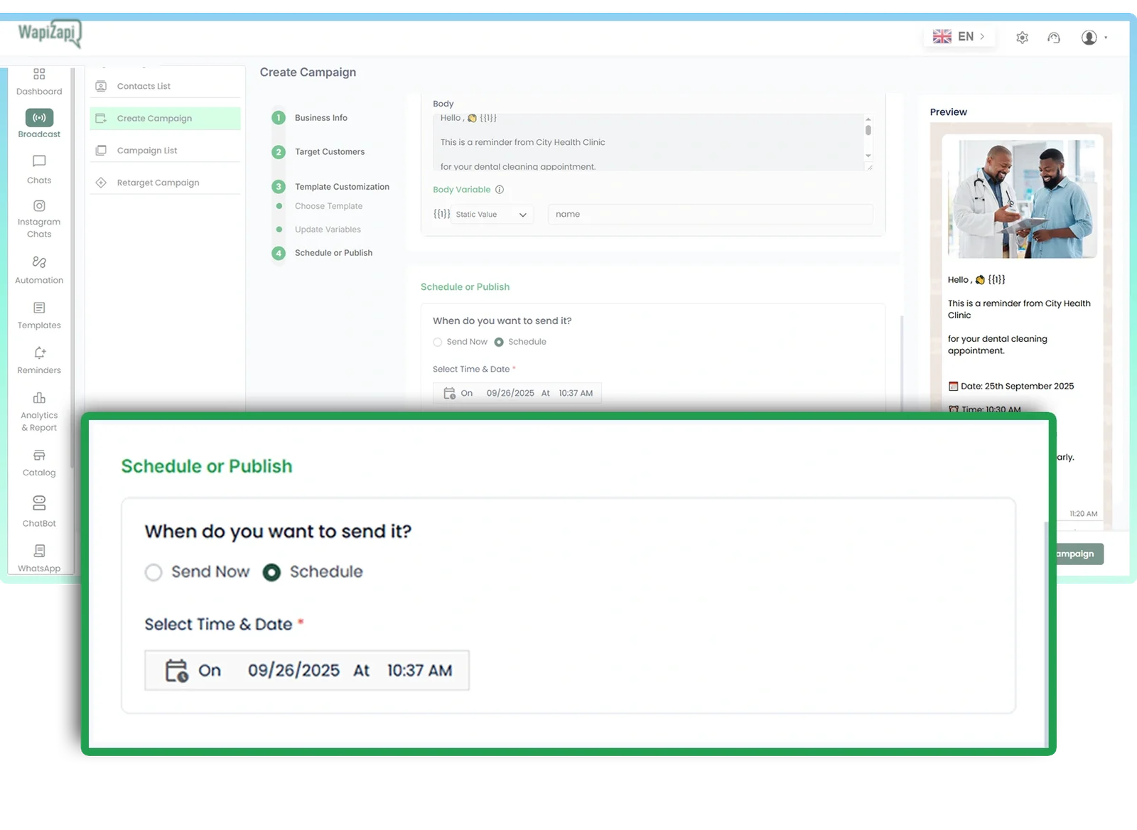 Schedule or Publish Your Broadcast